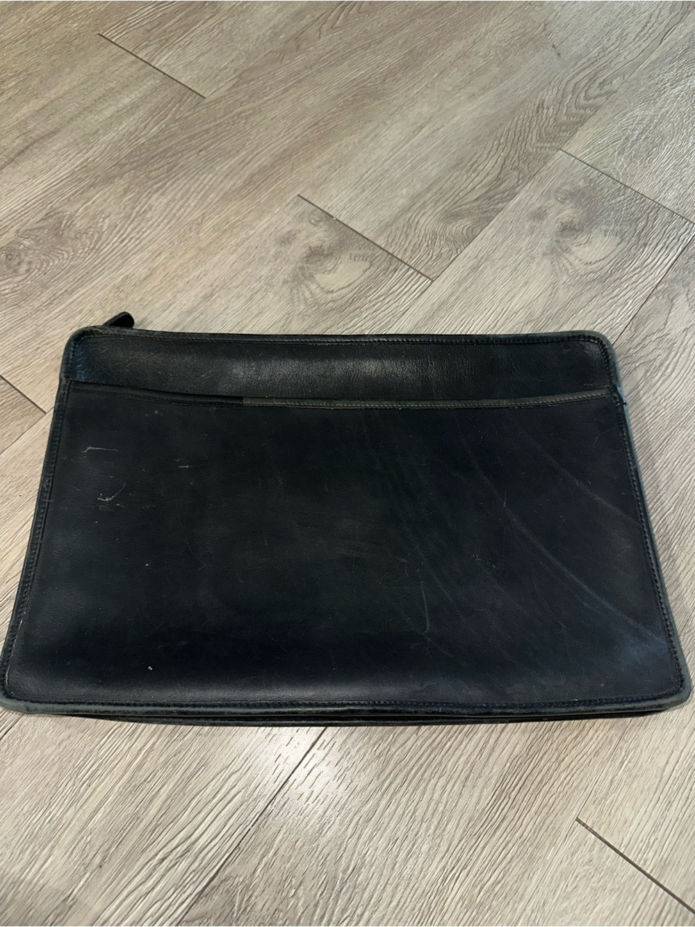Vtg Coach Black Leather Zip Document Portfolio Laptop Business Case